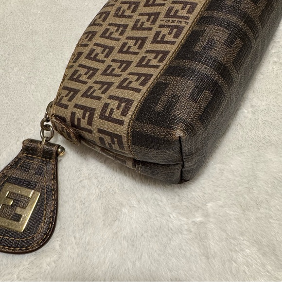 Vintage Fendi Zucca FF Monogram Cosmetic Pouch Brown - Picture 6 of 17